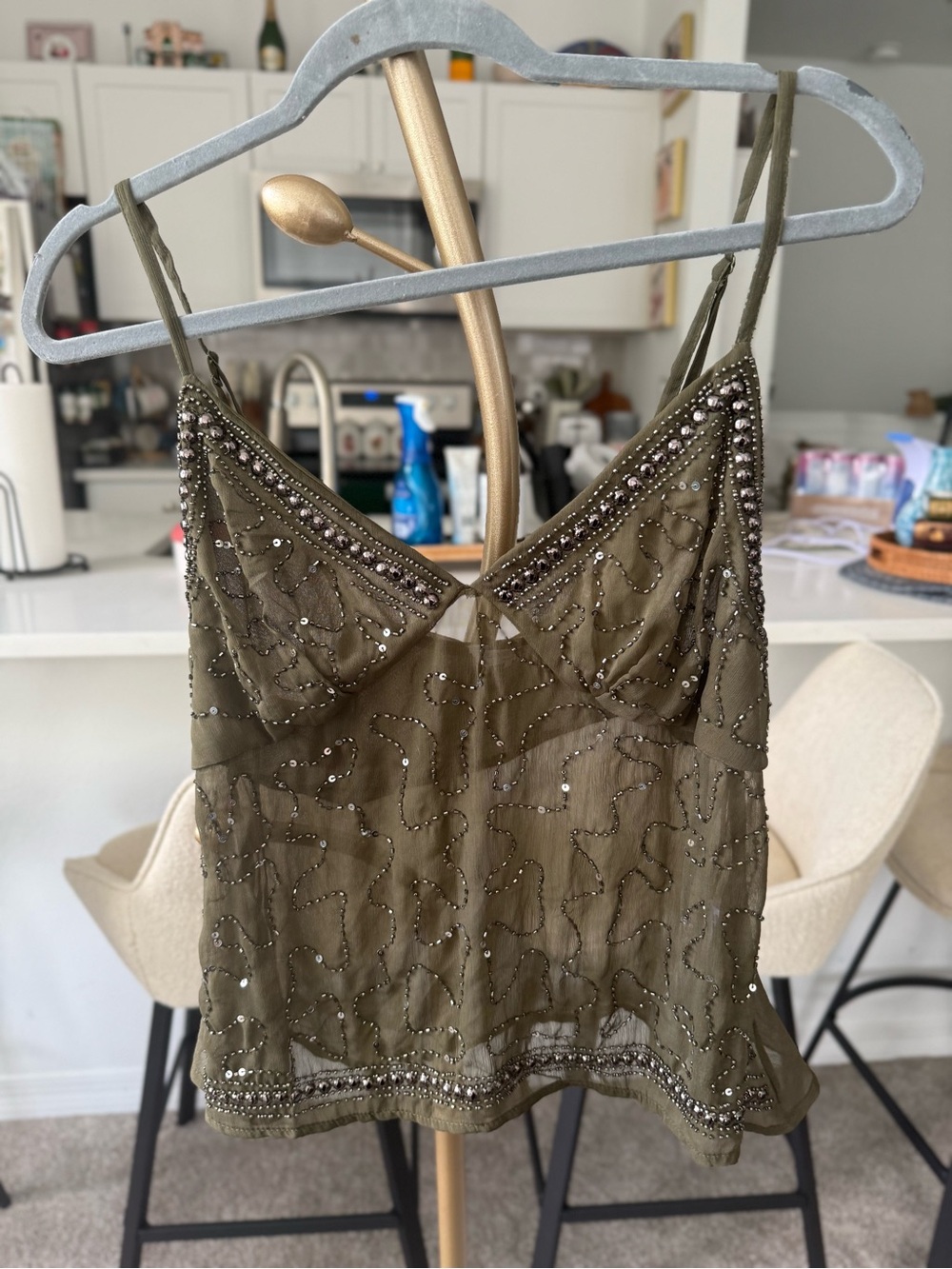 Live 4 Truth Olive Beaded Mesh Cami